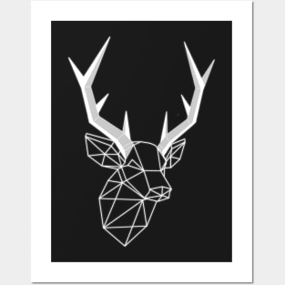 Geometric Light line Stag Low-poly Head Posters and Art